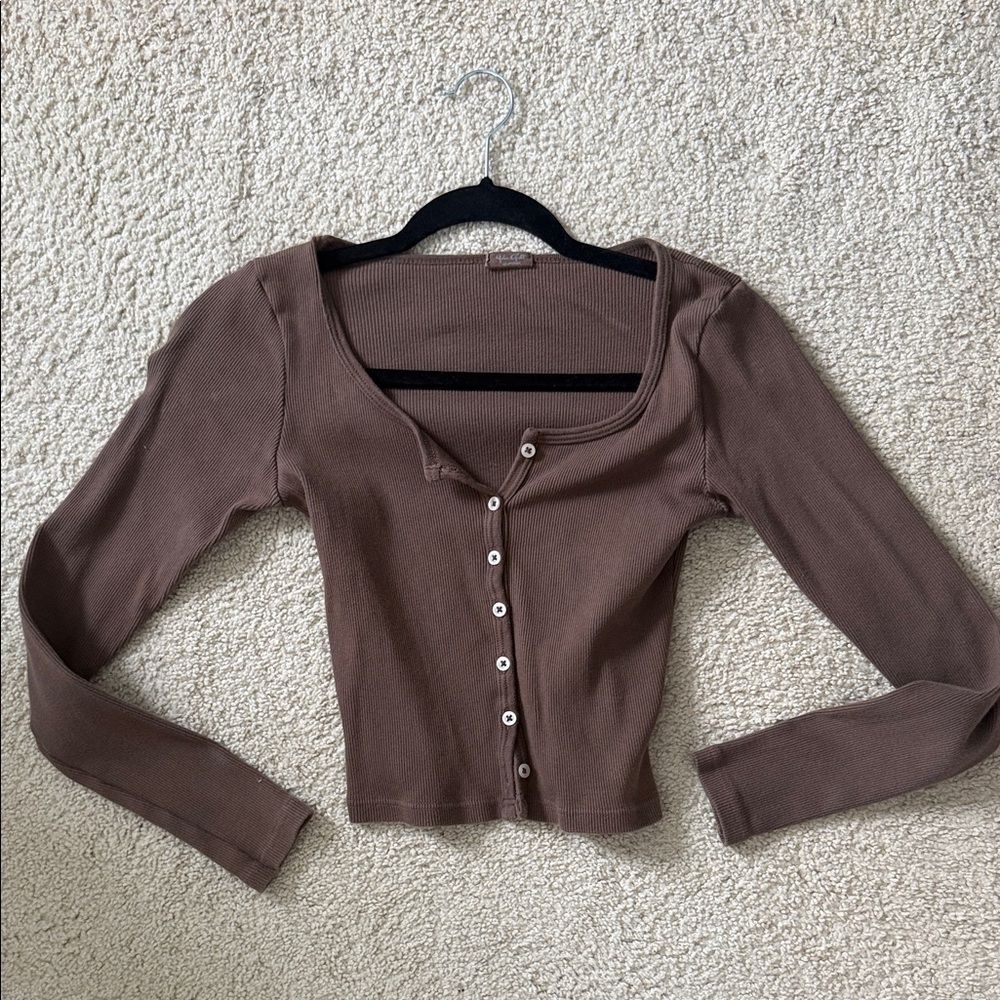 Brandy Melville Brown Button-Down Top